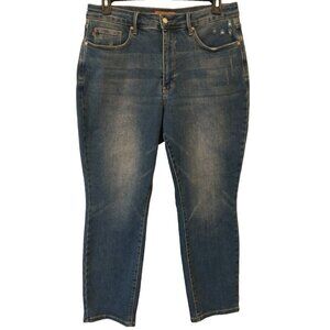 Judy Blue Slim Fit Lightly Distressed Denim Blue Jeans Stretch - 18W (35 x 28.5)